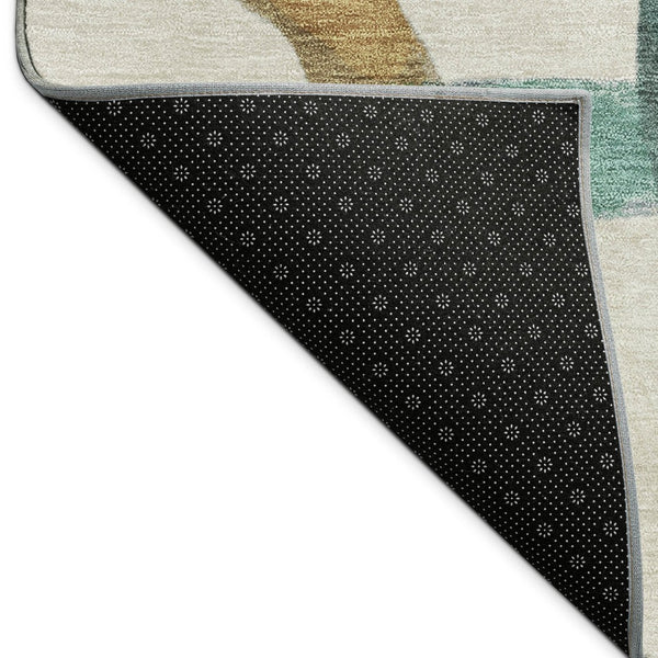 HomeRoots 9' X 12' Abstract Washable Area Rug in Beige, Blue & Green - Durable Indoor/Outdoor Elegance! 690247