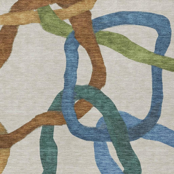 HomeRoots 10' Indoor/Outdoor Abstract Area Rug in Beige, Blue & Green - Durable, Washable & Versatile Design! 690248