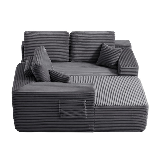 English Elm 104" Modular Cloud Sectional Plush Corduroy Deep Seat Sofa for Living Rooms W3975S00045