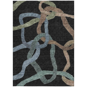 HomeRoots 9' Stylish Black, Blue & Copper Abstract Washable Area Rug for Indoor & Outdoor Spaces, Durable Design 690253