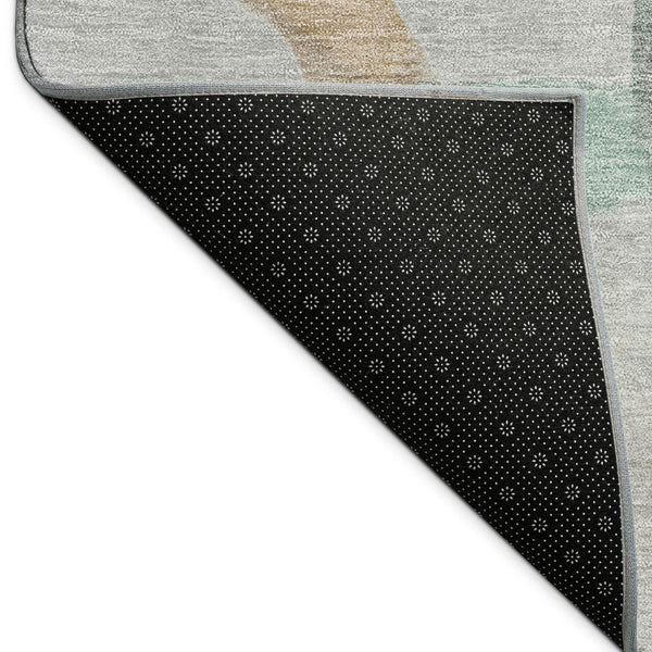 HomeRoots 5' Contemporary Gray-Blue & Copper Abstract Washable Area Rug for Indoor/Outdoor Spaces, Stylish Durability 690256