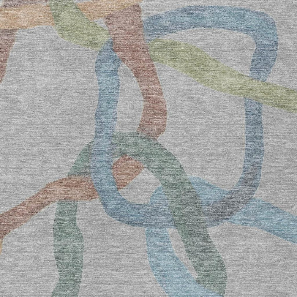 HomeRoots 8' X 10' Stylish Gray-Blue Copper Abstract Washable Rug for Indoor & Outdoor High-Traffic Areas 690258