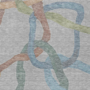 HomeRoots 8' X 10' Stylish Gray-Blue Copper Abstract Washable Rug for Indoor & Outdoor High-Traffic Areas 690258