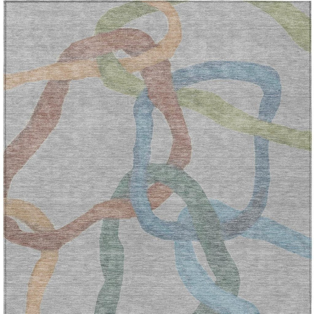 HomeRoots 9' X 12' Washable Gray-Blue and Copper Abstract Area Rug for Stylish Indoor/Outdoor Spaces 690259