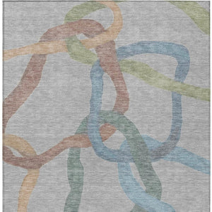 HomeRoots 9' X 12' Washable Gray-Blue and Copper Abstract Area Rug for Stylish Indoor/Outdoor Spaces 690259