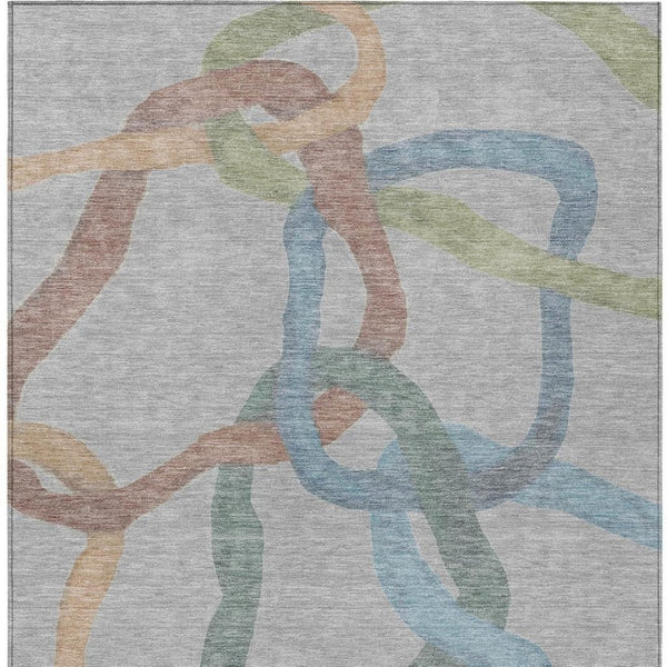 HomeRoots 9' X 12' Washable Gray-Blue and Copper Abstract Area Rug for Stylish Indoor/Outdoor Spaces 690259