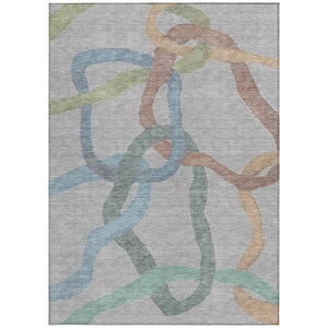 HomeRoots 9' X 12' Washable Gray-Blue and Copper Abstract Area Rug for Stylish Indoor/Outdoor Spaces 690259