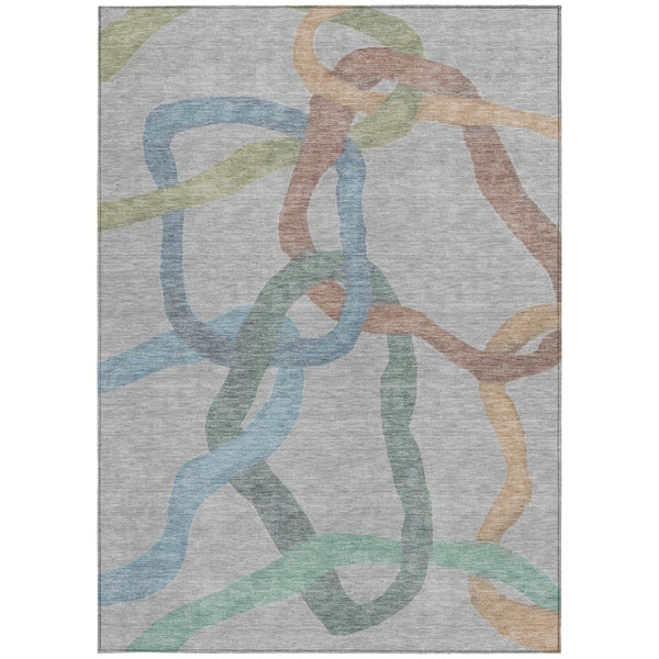 HomeRoots 9' X 12' Washable Gray-Blue and Copper Abstract Area Rug for Stylish Indoor/Outdoor Spaces 690259