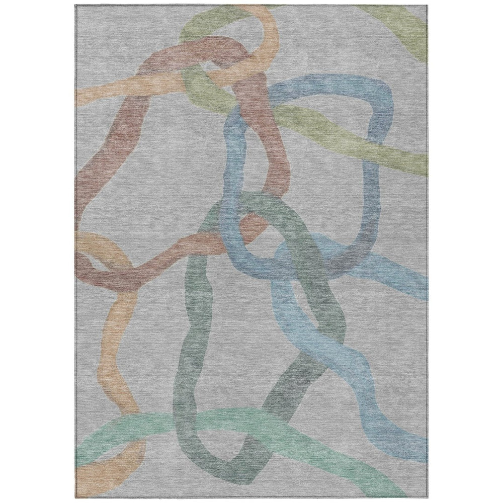 HomeRoots 9' X 12' Washable Gray-Blue and Copper Abstract Area Rug for Stylish Indoor/Outdoor Spaces 690259