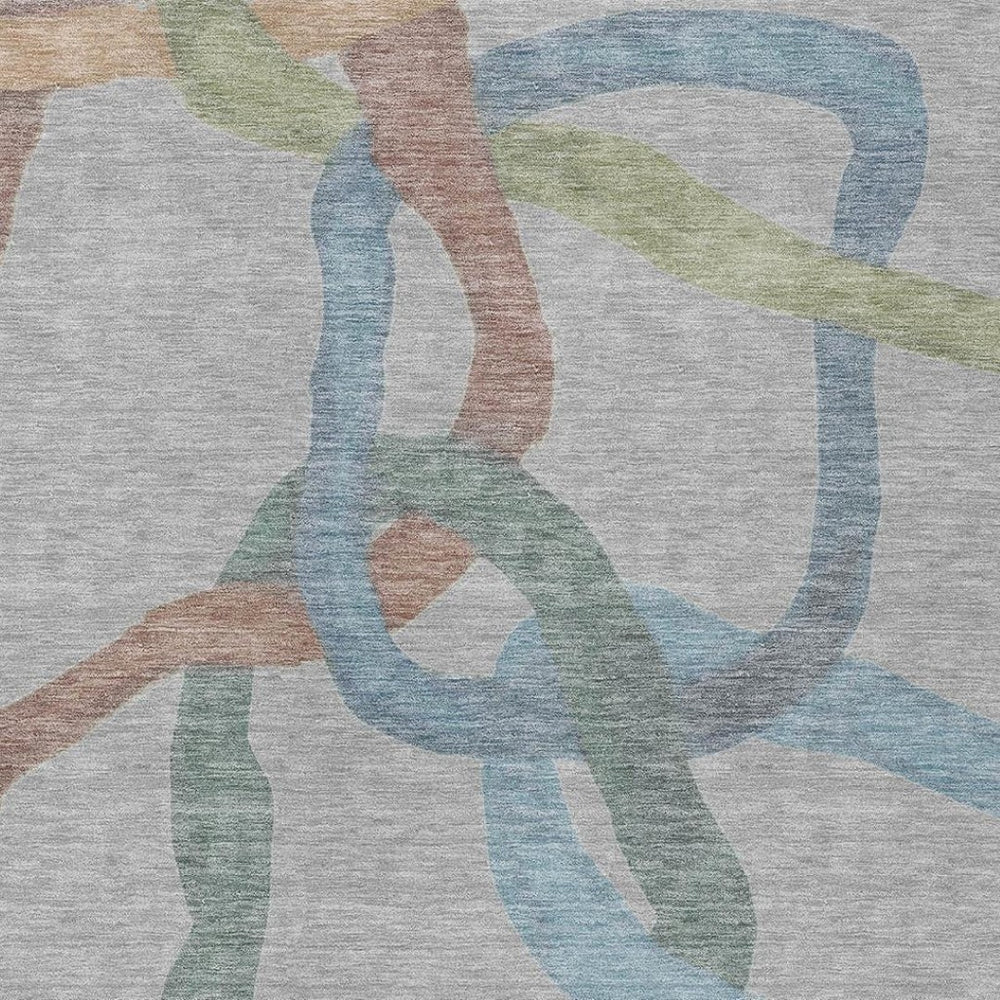 HomeRoots 10' Gray Blue and Copper Abstract Area Rug - Stylish, Washable, Durable for Indoor & Outdoor Use! 690260