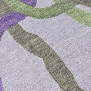 HomeRoots 8' Stylish Lavender Green Brown Round Area Rug - Washable, Durable Design for Indoor & Outdoor Use 690263