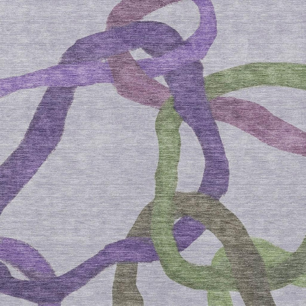 HomeRoots 9' Contemporary Abstract Lavender Green & Brown Washable Area Rug for Indoor/Outdoor Spaces 690265