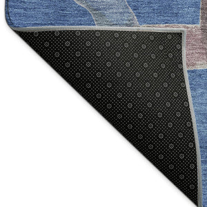 HomeRoots 9' X 12' Washable Indoor Outdoor Area Rug in Navy Blue, Brown & Mauve – Durable, Stylish & Versatile! 690271