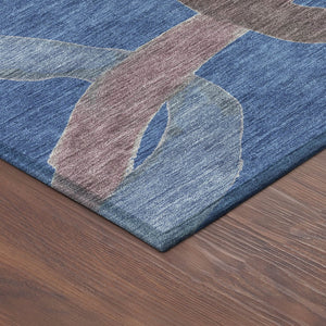 HomeRoots 9' X 12' Washable Indoor Outdoor Area Rug in Navy Blue, Brown & Mauve – Durable, Stylish & Versatile! 690271