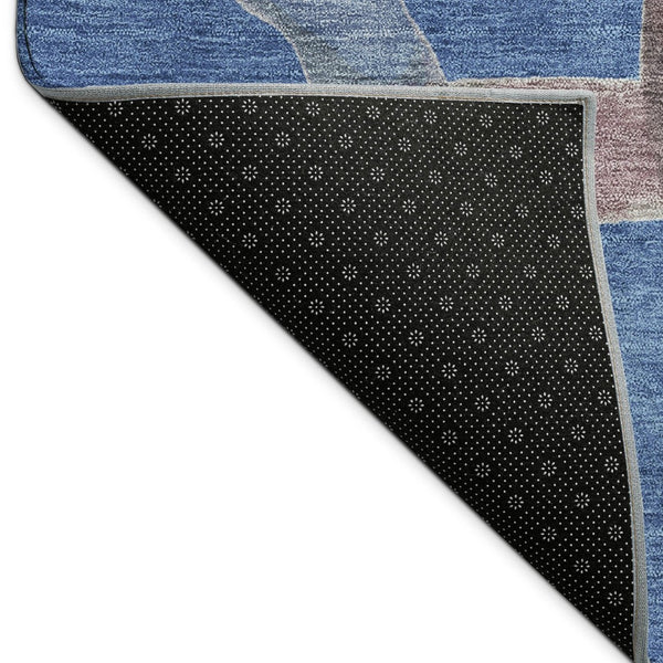 HomeRoots 10' Contemporary Abstract Washable Area Rug in Navy Blue, Brown & Mauve for Indoor/Outdoor Use 690272