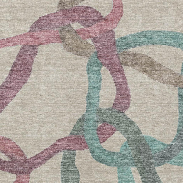 HomeRoots 10' Durable Tan, Blue & Mauve Abstract Washable Area Rug – Perfect for Indoor/Outdoor Living Spaces! 690284