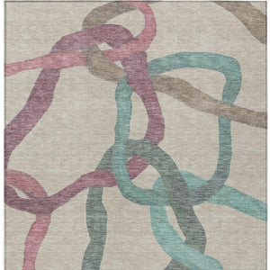 HomeRoots 10' Durable Tan, Blue & Mauve Abstract Washable Area Rug – Perfect for Indoor/Outdoor Living Spaces! 690284