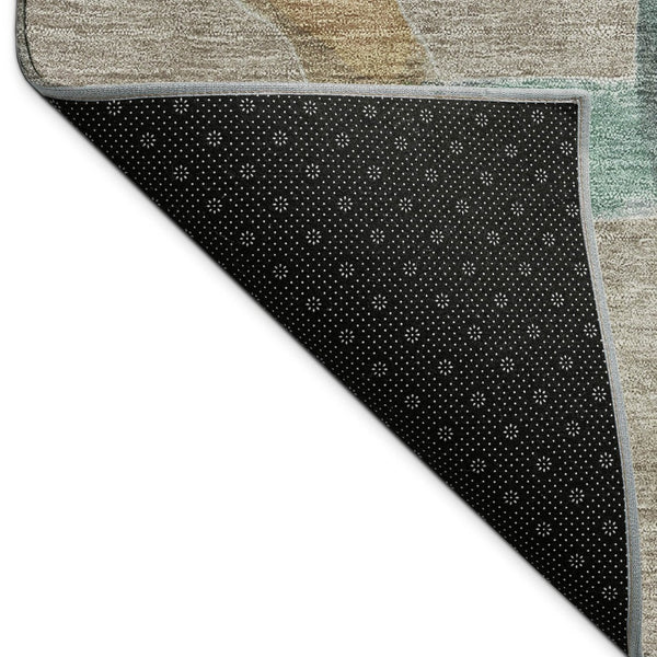 HomeRoots 9' Stylish Taupe Blue and Copper Abstract Rug - Washable, Durable for Indoor & Outdoor Use, 9' x 12' 690289