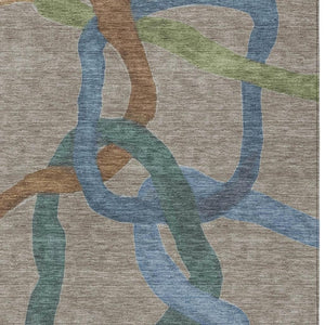 HomeRoots 10' Modern Abstract Washable Area Rug in Taupe Blue & Copper – Durable, Stylish for Indoors & Outdoors 690290