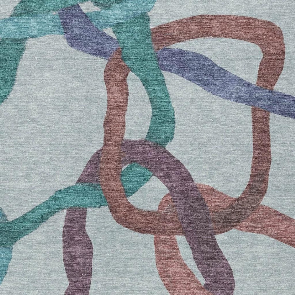 HomeRoots 5' X 8' Vibrant Teal, Red & Mauve Abstract Indoor-Outdoor Area Rug - Washable & Durable Design! 690292