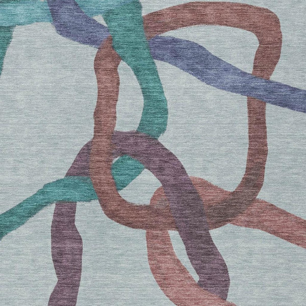 HomeRoots 8' X 10' Vibrant Abstract Teal Blue, Red & Mauve Washable Area Rug for Indoor & Outdoor Use 690294