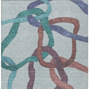 HomeRoots 9' X 12' Vibrant Abstract Washable Area Rug - Teal, Blue, Red & Mauve for Indoor/Outdoor Spaces 690295
