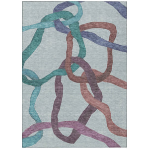 HomeRoots 9' X 12' Vibrant Abstract Washable Area Rug - Teal, Blue, Red & Mauve for Indoor/Outdoor Spaces 690295