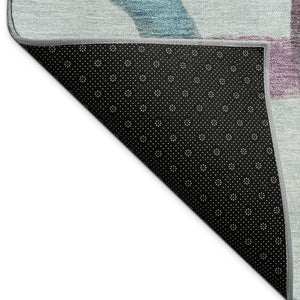 HomeRoots 9' X 12' Vibrant Abstract Washable Area Rug - Teal, Blue, Red & Mauve for Indoor/Outdoor Spaces 690295
