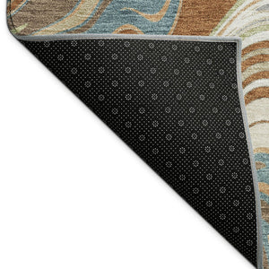 HomeRoots 10' X 14' Modern Abstract Washable Area Rug in Rust, Ivory & Gray - Stylish for Indoor/Outdoor Use 690320