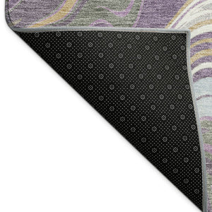 HomeRoots 5' X 8' Abstract Washable Area Rug in Purple, Ivory & Gold - Perfect for Indoor & Outdoor Spaces! 690322