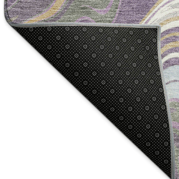 HomeRoots 9' X 12' Stylish Purple, Ivory & Gold Abstract Rug - Washable, Durable for Indoor & Outdoor Spaces 690325