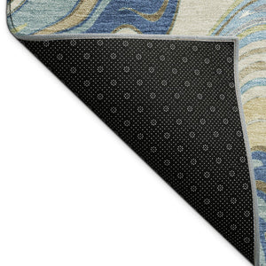 HomeRoots 10' Contemporary Beige, Blue & Ivory Abstract Area Rug - Washable for Indoor & Outdoor Spaces 690332