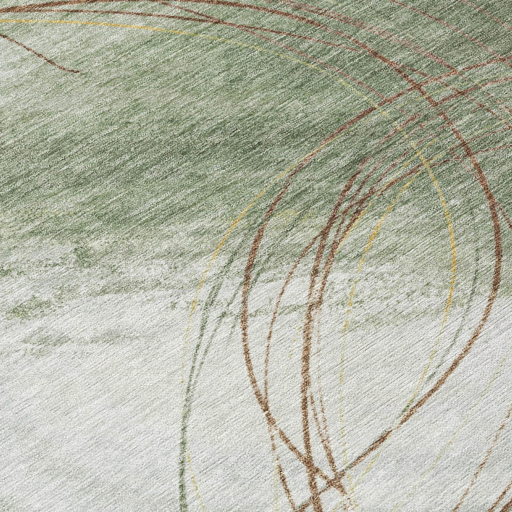 HomeRoots 5' X 8' Artichoke Green Abstract Area Rug – Stylish, Washable, Durable Indoor/Outdoor Comfort! 690340