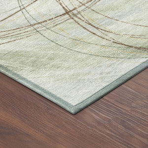 HomeRoots 8' X 10' Stylish Artichoke Green Abstract Washable Area Rug - Durable, Versatile, Indoor/Outdoor Use 690342