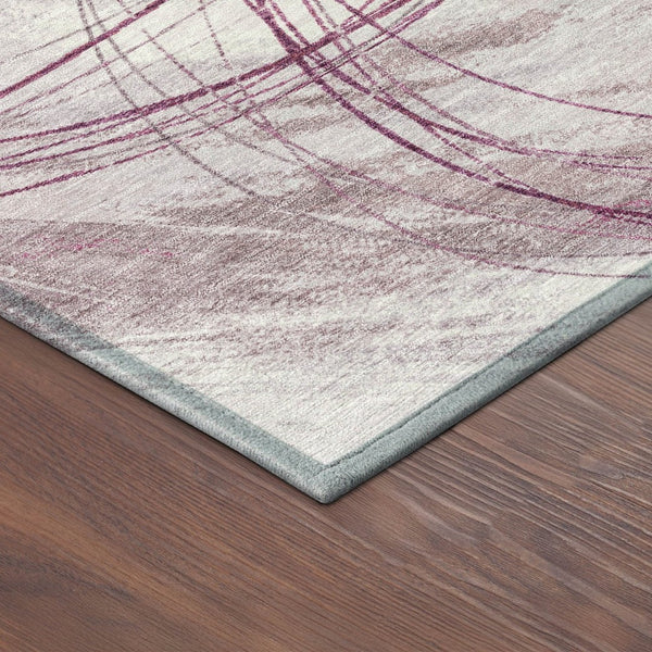 HomeRoots 5' X 8' Stylish Blush Pink Abstract Area Rug - Modern, Washable, Indoor/Outdoor, Durable Design 690346