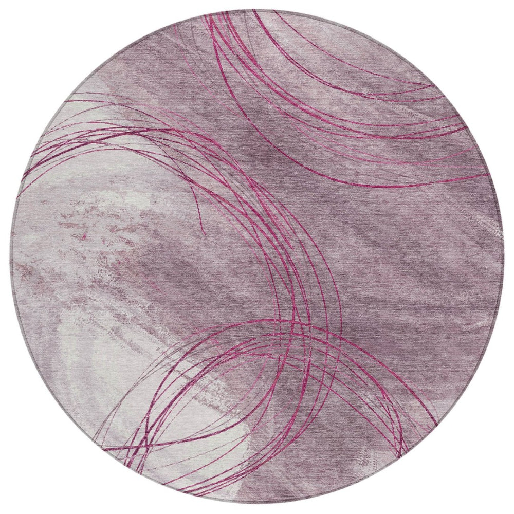 HomeRoots 8' Blush Ivory and Pink Round Area Rug - Stylish, Washable, Durable for Indoor/Outdoor Spaces 690347