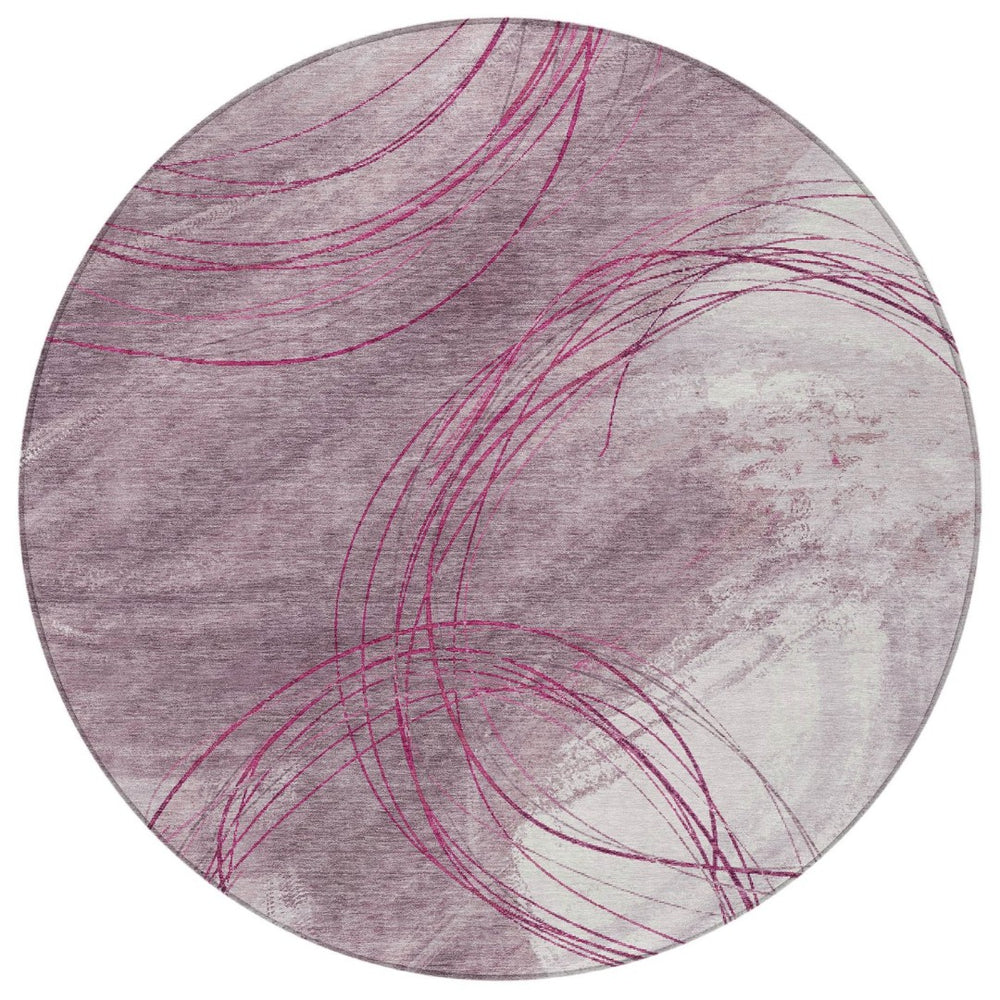 HomeRoots 8' Blush Ivory and Pink Round Area Rug - Stylish, Washable, Durable for Indoor/Outdoor Spaces 690347