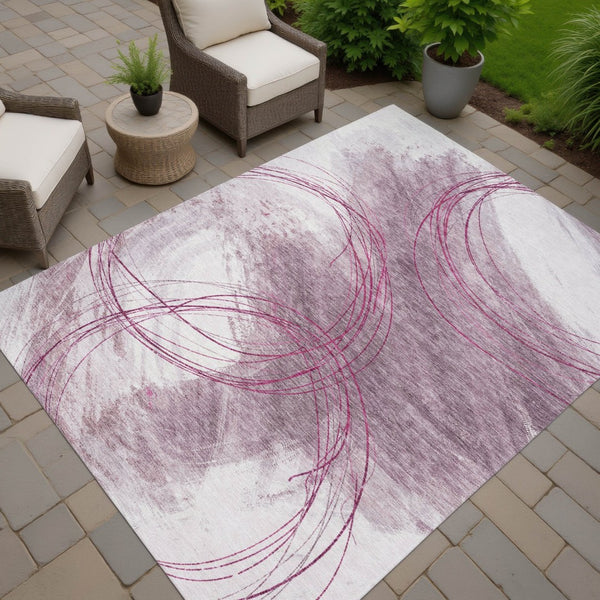 HomeRoots 9' X 12' Blush Ivory & Pink Abstract Area Rug - Durable, Washable, Stylish for Indoor & Outdoor Spaces 690349