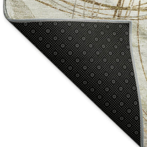 HomeRoots 5' X 8' Washable Khaki Ivory Brown Abstract Area Rug – Durable, Stylish Indoor/Outdoor Decor Solution 690352