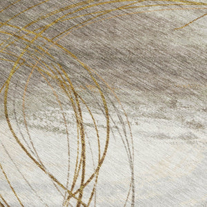 HomeRoots 8' X 10' Contemporary Khaki Ivory Brown Abstract Washable Area Rug for Indoor & Outdoor Spaces 690354