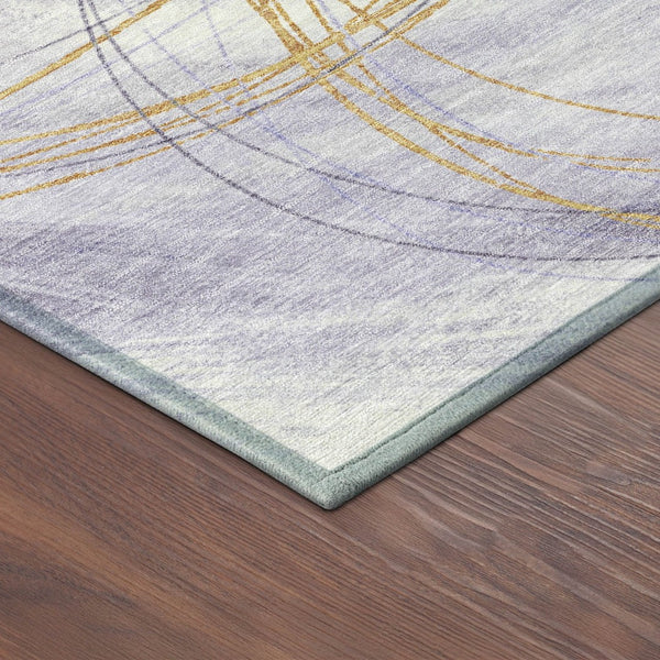 HomeRoots 8' X 10' Stylish Purple Gold Ivory Abstract Washable Area Rug - Perfect for Indoor & Outdoor Use 690360