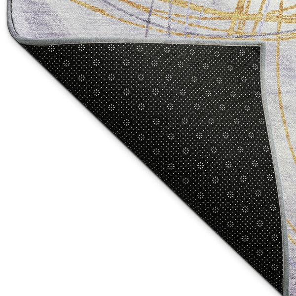 HomeRoots 10' Purple, Gold & Ivory Abstract Washable Area Rug - Stylish Indoor/Outdoor Durable Design, Easy Care! 690362