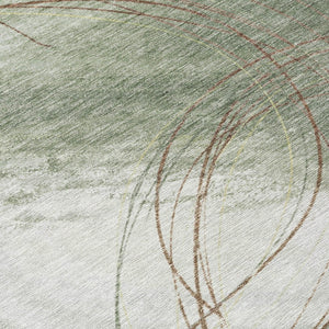 HomeRoots 5' X 8' Sage Brown Ivory Abstract Area Rug - Durable, Washable, Stylish Indoor & Outdoor Decor Solution 690364