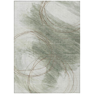 HomeRoots 8' X 10' Sage Brown & Ivory Abstract Rug - Washable, Stylish, Durable for Indoor/Outdoor Use! 690366
