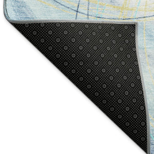 HomeRoots 5' Modern Abstract Sky Blue Area Rug - Durable, Washable, Indoor/Outdoor, Stylish Décor Accent 690370