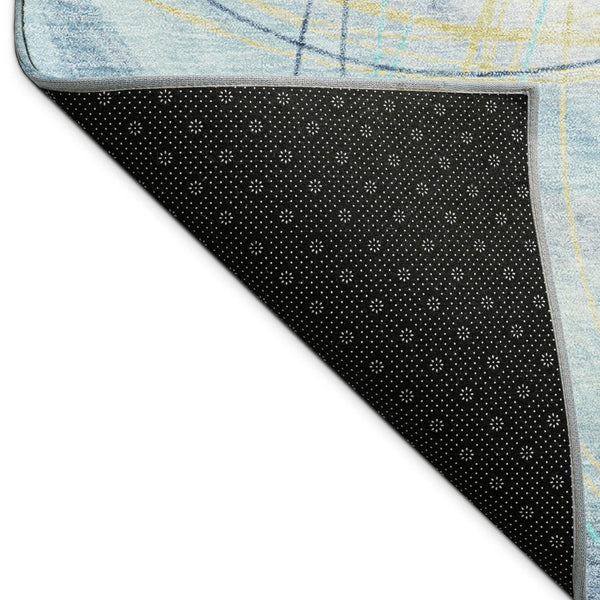 HomeRoots 5' Modern Abstract Sky Blue Area Rug - Durable, Washable, Indoor/Outdoor, Stylish Décor Accent 690370