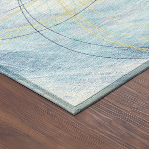 HomeRoots 5' Modern Abstract Sky Blue Area Rug - Durable, Washable, Indoor/Outdoor, Stylish Décor Accent 690370