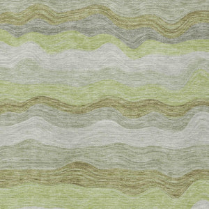 HomeRoots 5' Stylish Artichoke Green and Taupe Striped Washable Area Rug for Indoor & Outdoor Spaces 690382