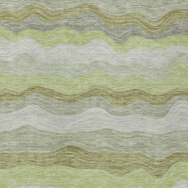 HomeRoots 5' Stylish Artichoke Green and Taupe Striped Washable Area Rug for Indoor & Outdoor Spaces 690382