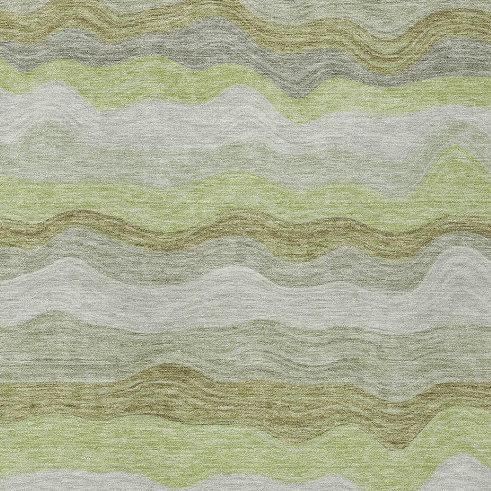 HomeRoots 10' X 14' Artichoke Green Striped Washable Area Rug – Durable Indoor/Outdoor Design for High-Traffic Spaces 690386